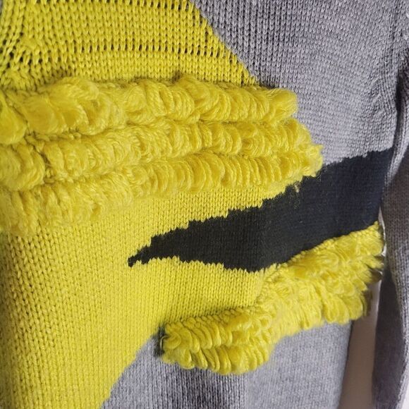 Tout Ā Coup Grey And Yellow Relief Design Knit Sweater - Picture 4 of 11
